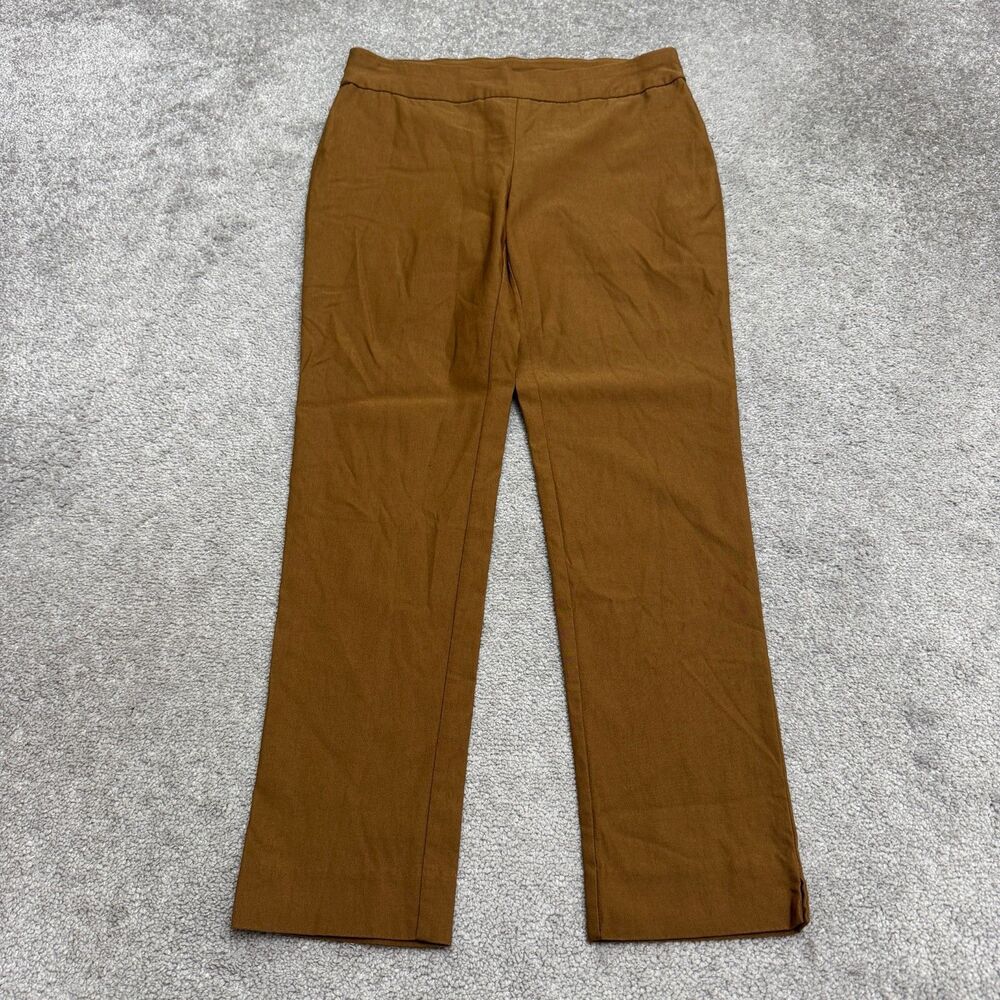Chico's Straight Leg Slim Fit Pull On Trouser Ankle Pants Womens 0.5R 6 Brown